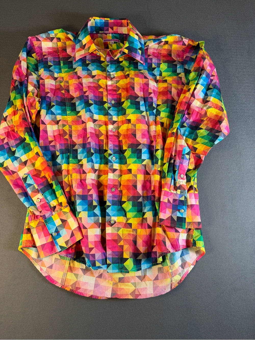 Multicolor Geometric Print Men's Button-Down Shirt